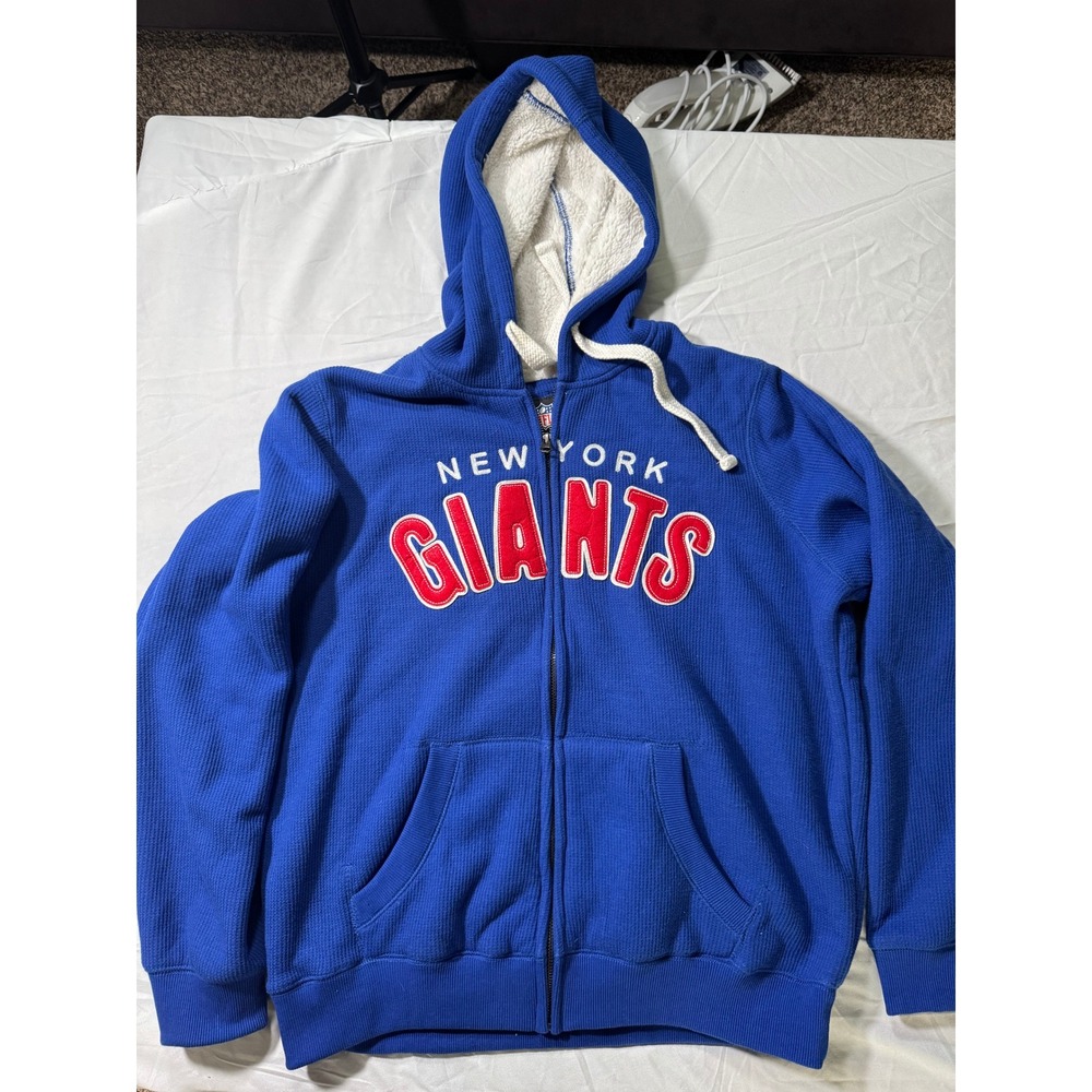 New York Giants NFL Team Apparel Women's XL Blue Sherpa Lined Full‎ Zip Hoodie